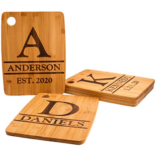 Custom Catch Personalized Cutting Board Wedding Gift - Durable Bamboo (Monogram) - WoodArtSupply