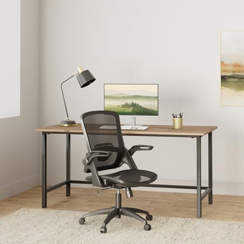 KOLLIEE Mesh Home Office Chair Ergonomic Swivel Office Desk Chair with Adjustable Lumbar Support Black Comfortable Computer Chair with Flip up KOLLIEE
