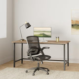 KOLLIEE Mesh Home Office Chair Ergonomic Swivel Office Desk Chair with Adjustable Lumbar Support Black Comfortable Computer Chair with Flip up KOLLIEE