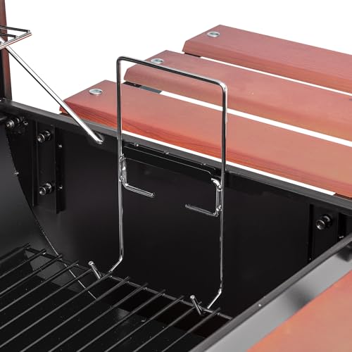 Royal Gourmet CC1830V 30 Barrel Charcoal Grill with Wood-Painted Side Front Table, 627 Square Inches Cooking Space, for Outdoor Backyard, Patio and Parties, Black Royal Gourmet