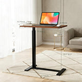 Mobile Standing Desk, Adjustable Height Desk with Hidden Casters, Portable Laptop Computer Table with Rolling Wheels, for Sit Stand Workstation, Compact and Sturdy for Home, Office, Dorm, Brown SageNest