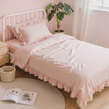 Anluoer Twin Comforter Set 5 Piece, Pink Bed in a Bag with Sheets, All Season Ruffle Shabby Chic Bedding Sets with 1 Comforter, 1 Pillow Sham, 1 Pillowcase, 1 Fitted Sheet Anluoer