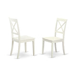 East West Furniture Boston Dining Room Cross Back Solid Wood Seat Chairs, Set of 2, Linen White East West Furniture