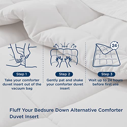 Bedsure Comforter Duvet Insert - Quilted Comforters Twin Size, All Season Duvet, GentleSoft Down Alternative Bedding, with 8 Tabs, Gifts for Women/Men, Light Grey, Twin 88 x 68 Inches Bedsure