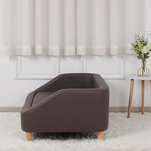 Dog Bed/Pet Sofa Bed Technology Cloth Medium-Large Pet Sleeping Couch High Wood Leg Animal Bed Sofa (Brown) AFBKSS&BB