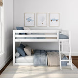 Max & Lily Fundamental Twin Low Bunk Bed, Kids Solid Wood Modern Bed Frame with Strong Wooden Slats, Non-Toxic Finishes, High Weight Capacity, White Max & Lily