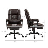 Vinsetto High Back Massage Office Chair with 6 Vibration Points, PU Leather Reclining Computer Chair, Ergonomic Desk Chair with Footrest Adjustable Height and Remote, Brown Vinsetto