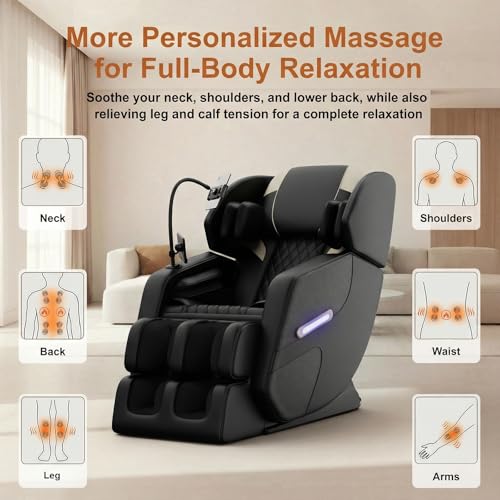 Massage Chair Full Body 2026 Upgraded Zero Gravity Recliner with Heat,8 Fix Points,Bluetooth, Airbag,Touch Screen,Footrest,L-Track Shiatsu Massage Chair Full Body for Parents Seniors