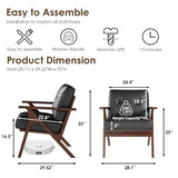 STHOUYN Black Leather Office Accent Chair Set of 2, Office Lounge Chair with Wooden Arms, Mid Century Modern Chair, Side Arm Chairs for Living Room, Comfy Guest Waiting Room Chairs (2, Black) STHOUYN