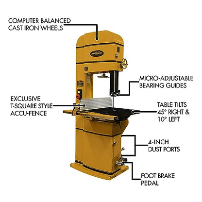 Powermatic 18-Inch Woodworking Bandsaw with ArmorGlide, 5 HP, 1Ph 230V (PM1800BT) - WoodArtSupply