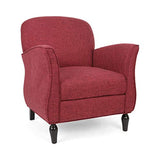 FEMICON Traditional Armchair with Tweed Upholstery and Polished Legs, Retro Design, Communal Living Area Accent, Red FEMICON