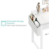 Lufeiya Small Makeup Vanity Desk with Fabric Drawers, 32 inch White Vanity Desks with Mirror and Light, Dressing Table and Chair Set with Power Outlet for Girls Bedroom, White Lufeiya