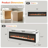 Fireplace TV Stand with 70" Smart Electric Fireplace, Wood Fireplace with Mantel, Modern Fire Place Cabinet with Socket for Living Room Farmhouse Entertainment Center (White, 70 ”) ROCSUMOO