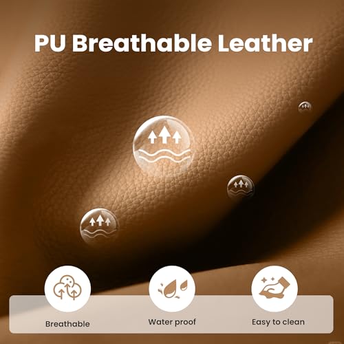 COLAMY 95" Oversized PU Leather Couch, Comfy loveseat Sofa with Extra Deep Seats, Wide Armrests and Down-Filled Cushion, 3-Seater Mid Century Modern Sofa for Living Room, Apartment Lounge (Brown) COLAMY