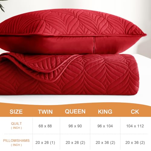 Whale Flotilla Extra Soft Twin Quilt Bedding Set, Lightweight Red Bedspreads Quilts Twin Size with Modern Pattern, Reversible 2-Piece Coverlet with 1 Pillow Shame for All Seasons Whale Flotilla