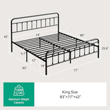 Novilla Metal King Size Bed Frame - Modern Minimalist Victorian Style with Headboard/Footboard, Heavy-Duty Steel Slats/Underbed Storage/No Box Spring Needed/Easy Assembly/Noise Free/Black Novilla