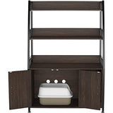 GDLF Large Hidden Cat Litter Box Enclosure Furniture with Shelf Wood Sturdy Cat Washroom Storage with Scratch, Dark Brown GDLF