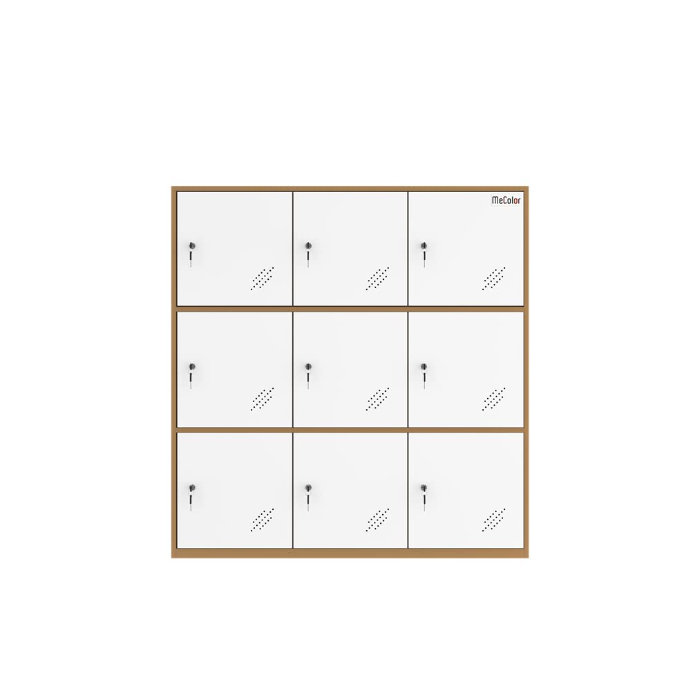 9 Door Metal Locker, Office Cabinet Locker,Living Room and School Locker Organizer,Home Locker Organizer storage for Kids,Bedroom and office storage cabinet with doors and lock for cloth whit - WoodArtSupply