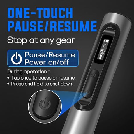 LAPUPUTIK Engraving Pen, Cordless Rotary Tool Kit with OLED Screen & Pause Button, Works While Charging, 5 Speeds Engraver with 30 Bits for Metal Wood Glass Plastic Lapuputik