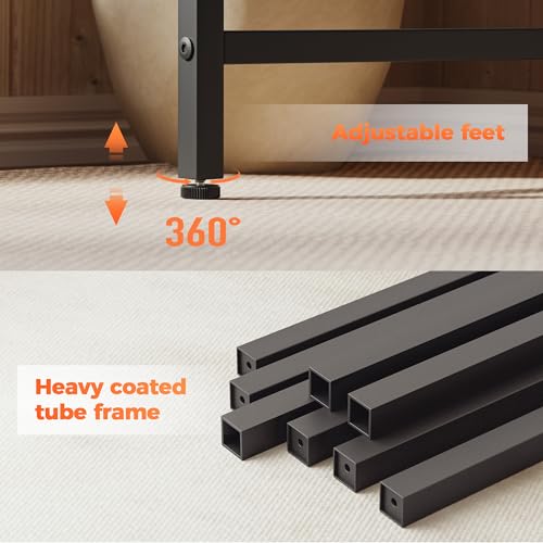 Mericonia 50 inch Large L Shaped Desk, Simple Corner Gaming Desk with CPU Stand & Hooks, Computer Desk for Home, Bedroom & Office Workspace, Dark Brown Mericonia