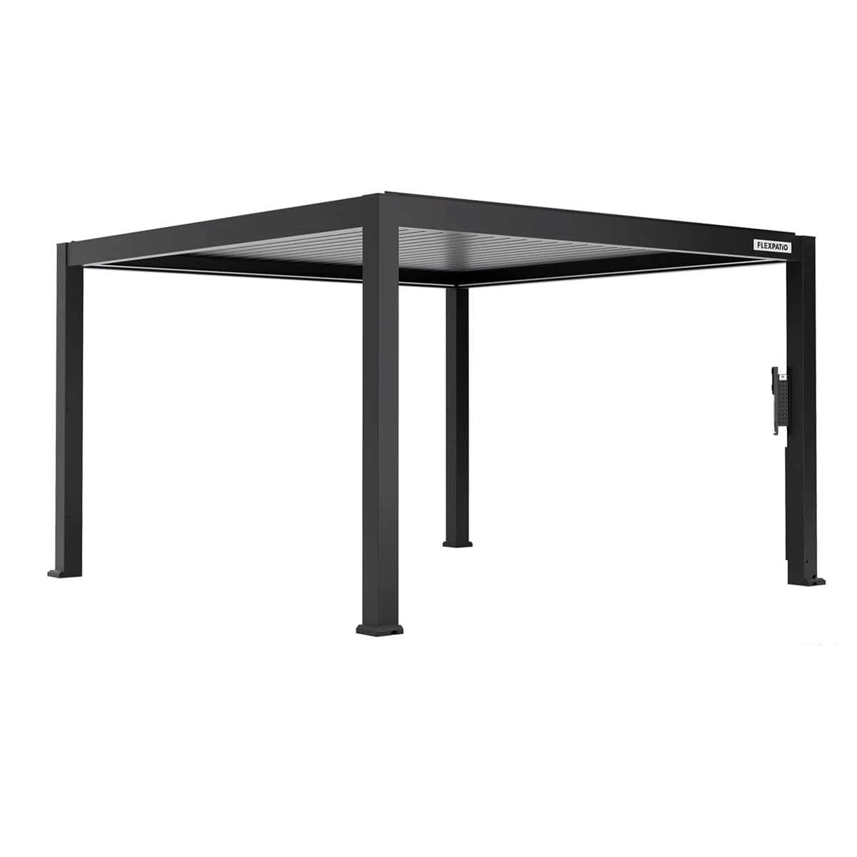 FlexPatio 13x13 FT Outdoor Motorized Louvered Pergola,Aluminum Retractable Pergola with Remote Control,Adjustable Rainproof Roof Gazebo with Drainage System and LED Light,6-inch Post FlexPATIO