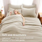 CozyLux King Comforter Set Oatmeal, 7 Pieces Bed in a Bag Soft Bedding Comforter Set with Sheets, All Season Boho 7PC Bed Sets with Comforter, Fitted Sheets, Flat Sheets, Pillow Shams and Pillowcases CozyLux