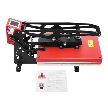 WsrrLun Magnetic semi-Automatic Heat Press Machine,16""x20""T Shirt Heat Press Machine with Smart LCD Transfer Sublimation Machine for T-Shirt, Mug, Hat Plate, Cap, Red, Black WsrrLun