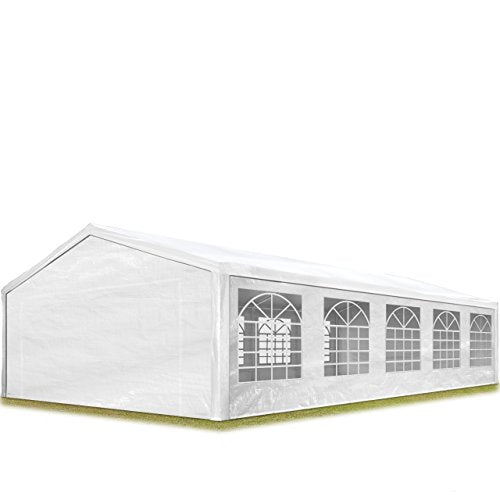 TOOLPORT Party Tent 16x33 ft Canopy PE 350 N Tarpaulin Waterproof White Garden Tent TOOLPORT