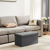 DUMOS 30in Foldable Storage Ottoman Bench, Storage Chest, End of Bed Foot Rest Stool with Padded Seat, Bedroom Bench for Living Room, Support 660lbs DUMOS