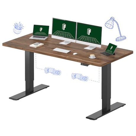 FLEXISPOT 71x32 Inch Large Dual Motor Electric Standing Desk, Black Walnut - 198 lbs Heavy-Duty Capacity, Ideal for Home Office, Creative Studio, or Multi-Monitor Setup FLEXISPOT