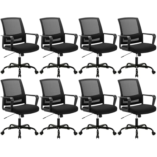 CLATINA Ergonomic Rolling Mesh Desk Chair with Executive Lumbar Support and Adjustable Swivel Design for Home Office Computer Black 8 Pack CLATINA