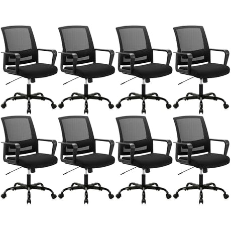 CLATINA Ergonomic Rolling Mesh Desk Chair with Executive Lumbar Support and Adjustable Swivel Design for Home Office Computer Black 8 Pack CLATINA