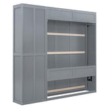 Merax Queen Size Murphy Bed, Wood Queen Wall Bed Frame with Shelves, for Home, Office or Small Room, Gray Merax