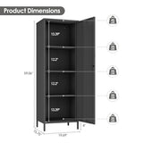 Epochsteele Metal Storage Cabinet Kitchen Pantry Cabinet for Bathroom Locking Storage Cabinet with Door and Removable Shelves (Black) Epochsteele
