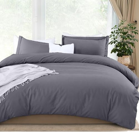 Utopia Bedding Duvet Cover King Size - 3 Piece with Zipper Closure - 1 Comforter Cover 104X90 Inches & 2 Pillow Shams 20X36 Inches (Grey) Comforter Not Included Utopia Bedding