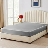 CozyLux Satin Fitted Sheet Twin Size, Light Grey Silky Satin Bed Fitted Sheet Only with Silky Microfiber, Deep Pocket, Single Bottom Sheet Sold Separately, Breathable, Smooth and Soft CozyLux