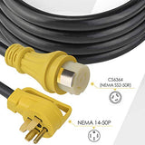25Ft 50Amp STW Heavy Duty RV Extension Cord,14-50P Male and SS2-50R Twist-Locking Female，125V/250V for RV Trailer, Camper, Motorhome… S7