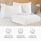 WRENSONGE White King Size Quilt Bedding Sets-3 Pieces Lightweight Bedspreads Summer Coverlet for All Season, Soft King Quilt Bedding Set with 2 Pillow Shams Suitable for Bed, Couch, Quilt Blanket WRENSONGE