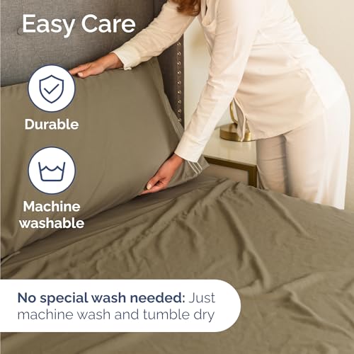 Twin Size 3 Piece Sheet Set - Comfy Breathable & Cooling Bed Sheets Set - Hotel Luxury Bedding for Women, Men, Kids, Teens, Boys & Girls - Deep Pockets, Ultra-Soft and Wrinkle Free - Oeko-Tex - Khaki CGK Unlimited