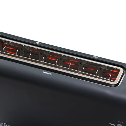 West Bend 77224 Toaster 2 Slice QuikServe Wide Slot Slide Through with Bagel and Gluten-Free Settings and Cool Touch Exterior Includes Removable Serving Tray, Black West Bend