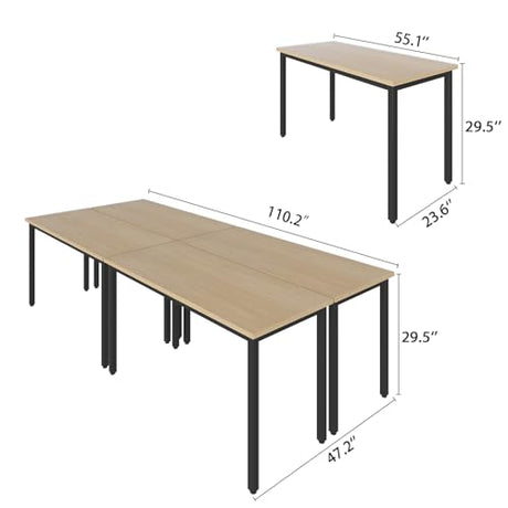 Bonzy Home 9FT Conference Table with Chairs Set, 4pcs Office Tables & 8pcs Chairs Set for Conference Room Meeting Room Training Room, Natural Bonzy Home