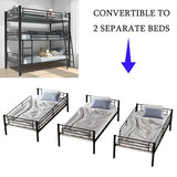 ZVXKLP Heavy Duty Metal Triple Bunk Bed,Triple Twin Bunk Beds for Kids and Adults,Separates Into 3 Beds,Tripple 3 Bed Frame with 2 Ladders & No Box Spring Needed,Weight Capacity: 450 LBS ZVXKLP