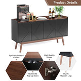 Tribesigns Sideboard Buffet Cabinet with Storage 55" Black Kitchen Sideboard Cabinet, Wood Coffee Bar Cabinet with Doors, Accent Sideboard Cabinet, Console Table Cabinet for Dining Room Living Room Tribesigns
