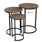Nesting Tables - Set of 3 Round Side Tables for Living Room, Bedroom, or Home Office - Woodgrain-Look End Table Set - Modern Living Room Furniture by Lavish Home (Gray/Brown) Lavish Home