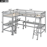 Harper & Bright Designs L-Shaped Loft Bed with Desks, Wood Twin Size Loft Bed with Ladder & 2 L-Shaped Desks, Corner Twin Bed for Kids, Teens, Adults (Gray) Harper & Bright Designs