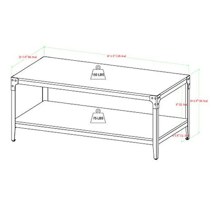 Walker Edison Declan Urban Industrial Angle Iron and Wood Coffee Table, 46 inch, Grey Wash - WoodArtSupply