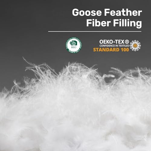 UNIKOME Goose Feather Down Fiber Comforter Queen Size, All Season Duvet Insert with Soft Downproof Cover, Cloud-Like Fluffiness Bed Comforters with Corner Tabs (Full/Queen, Cream, 88"X88") UNIKOME