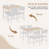 VECELO Dining Table Set for 4 with Chairs, 5-Piece Kitchen Table and Upholstered Padded Chairs Set for Small Space, Dining Room, Apartment, Natural Oak VECELO