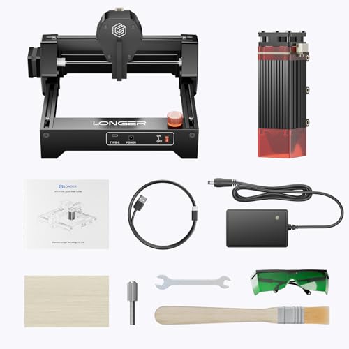 LONGER Laser Engraver – Ray5 mini Portable Laser Engraving and Cutting Machine, 0.04mm Laser Spot, 12000mm/min, Ideal for DIY Projects on Wood, Metal, Acrylic, Leather, and More (3.5W) Longer