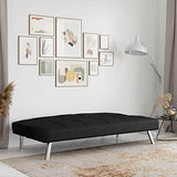 Serta® Rane Futon Sofa Bed 66.1", 3-in-1 Convertible Couch Sleeper for Small Spaces, Tufted Back, Twin Size Guest Bed, Black Woven Fabric Serta